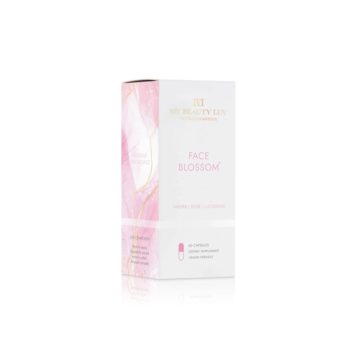 Beauty product 'Face Blossom' packaging with floral design on a white background