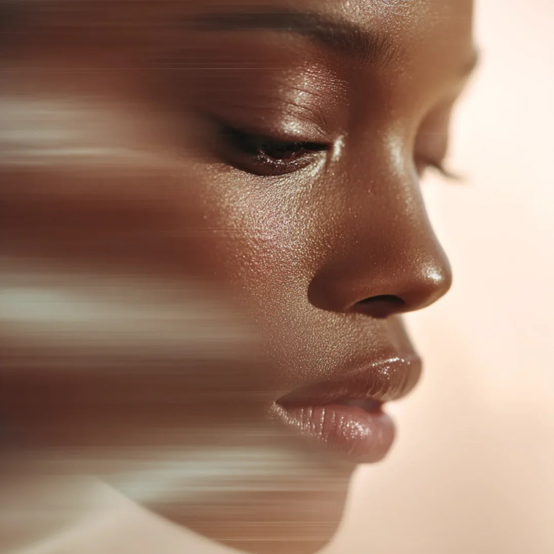 Close-up of a woman's face with a soft focus effect