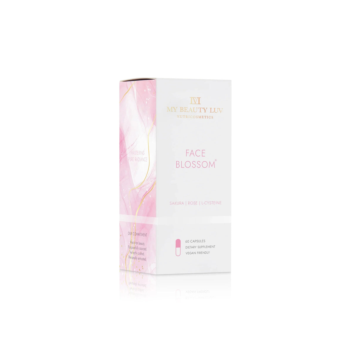 Beauty product 'Face Blossom' packaging with floral design on a white background